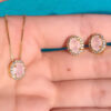 Conjunto Princesa Quartzo Rosa Folheado a Ouro 18K - Imagem 3