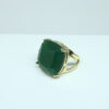 Anel Pedra Verde Esmeralda Folheado a Ouro 18K