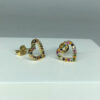 Brinco Coração com Zircônia Colorida Folheado a Ouro 18K