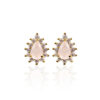 Brinco Gota Quartzo Rosa com Micro Zircônias Folheado a Ouro 18K