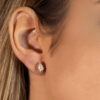 Brinco Gota Quartzo Rosa com Micro Zircônias Folheado a Ouro 18K