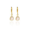 Brinco Argolinha Gota Quartzo Rosa com Zircônias Folheado a Ouro 18K