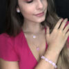 Colar Coração Quartzo Rosa Folheado a Prata