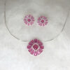 Conjunto Pétalas Rosa Folheado a Prata