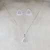 Conjunto Quartzo Rosa com Micro Zircônia Folheado a Prata