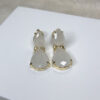 Brinco Pedra Quartzo Branco Folheado a Ouro 18K