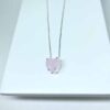 Colar Coração Pedra Quartzo Rosa Folheado a Prata