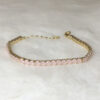 Pulseira Cláudia Quartzo Rosa Folheado a Ouro 18K