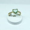 Anel Coração Pedra Verde Folheado a Ouro 18K