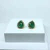 Brinco Gota Pedra Verde Esmeralda Folheado a Ouro 18K