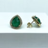 Brinco Gota Pedra Verde Esmeralda Folheado a Ouro 18K