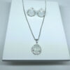 Conjunto Quartzo Branco Folheado a Prata
