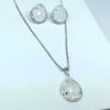 Conjunto Quartzo Branco Folheado a Prata