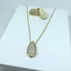 Conjunto Gota Micro Zircônia Folheado a Ouro 18K