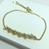 Pulseira Zircônia Navete Folheado Ouro 18K