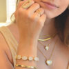 Pulseira Catarina Quartzo Branco Folheado a Ouro 18k