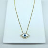 Colar Olho Grego Navete Folheado a Ouro 18K