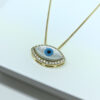 Colar Olho Grego Navete Folheado a Ouro 18K