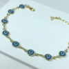 Pulseira Olho Grego Azul Folheado a Ouro 18K