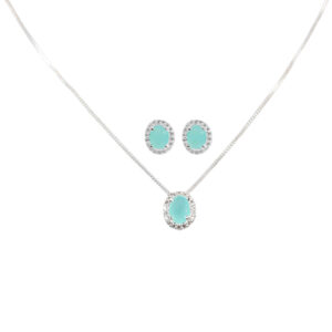 Conjunto Princesa Azul Leitoso Folheado a Prata