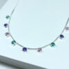Choker Lara Pedras Coloridas Folheado a Prata
