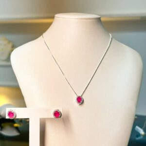 Conjunto Princesa Fúcsia Folheado a Prata