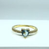 Anel Coração Daisy Pedra Acquamarine Folheado a Ouro 18K