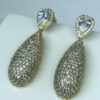 Brinco Gotas Duplas com Zircônias e Micro Zircônias Folheado a Ouro 18K