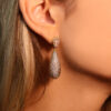 Brinco Gotas Duplas com Zircônias e Micro Zircônias Folheado a Ouro 18K