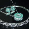 Conjunto Julie Azul Leitoso com Micro Zircônias Folheado a Prata
