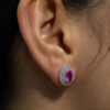 Brinco Gota Pink Folheado a Prata