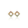 Brinco Quadrado Vazado com Zircônias Coloridas Folheado a Ouro 18k