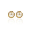 Brinco Pérola e Micro Zircônias Folheado a Ouro 18K