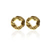 Brinco Redondo Vazado Amassado Folheado a Ouro 18K