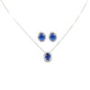 Conjunto Princesa com Micro Zircônias Azul Safira Folheado a Prata